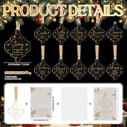 Kasyat 10 Sets Christian Tree Ornaments Bulk Clear with Cards, Pastoral - style: Pastoral