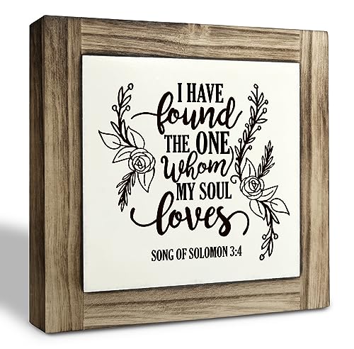 Christian Sign, Box Wood Plaques Desk Décor, Inspirational Scripture Sign, Bedroom Decor, Religious Wedding Decor, Gift for Lover, I Have Found the One Whom My Soul Loves - Song of Solomon 3:4 - color: Style11