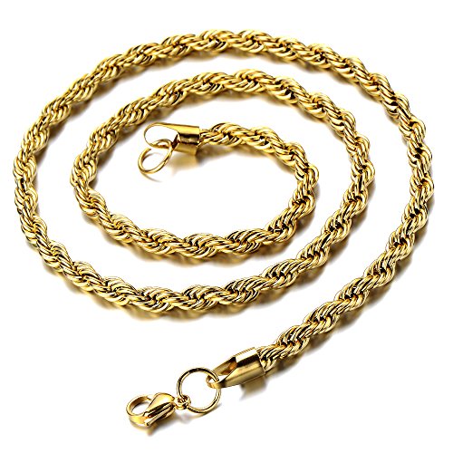 COOLSTEELANDBEYOND Mens Womens EXTRA LARGE Steel Cross Pendant Necklace with Cubic Zirconia and Wheat Chain - color: B-Metal Color: Gold