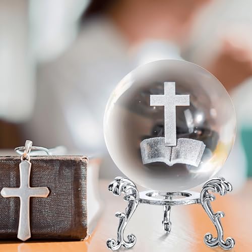 ZEERSHEE 3D Laser Cross Crystal Ball Christian Gift Religious Home Decor - style: Holy Bible