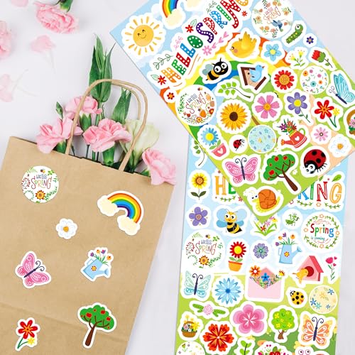 LINAYE 24 Sheets Spring Stickers for Kids, 840 PCS Spring Decorative Stickers Crafts Party Favors Supplies for Kids Classroom - style: Spring 24 Sheets