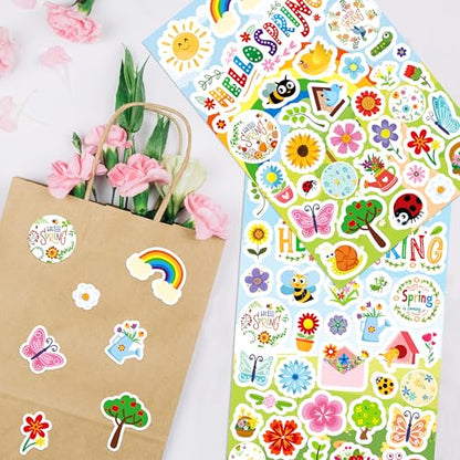 LINAYE 24 Sheets Spring Stickers for Kids, 840 PCS Spring Decorative Stickers Crafts Party Favors Supplies for Kids Classroom - style: Spring 24 Sheets