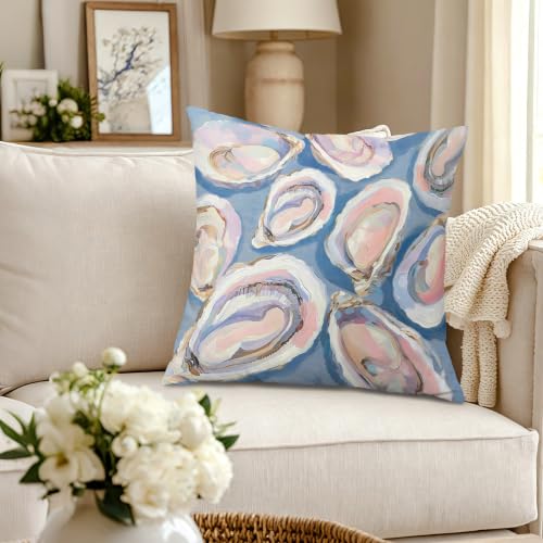 Pastel Coastal Oyster Sunset Throw Pillow Covers 18x18 Set of 2 - color: Colour -Bb