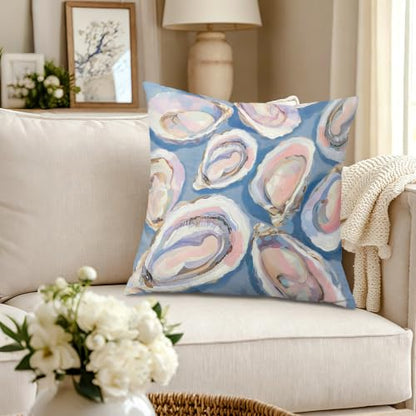 Pastel Coastal Oyster Sunset Throw Pillow Covers 18x18 Set of 2 - color: Colour -Bb