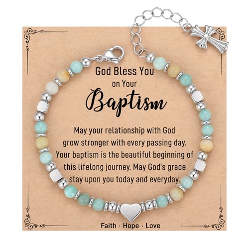 TONY & SANDY Christian Gifts for Women, Religious Cross Bracelet Faith Jewelry, Confirmation Baptism Christmas Birthday Gifts for Women, Unique Gifts for Teens Girls Kids Adults - style: Baptism