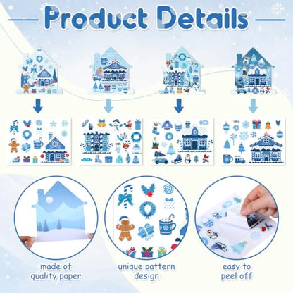 Marspark 24 Set Winter Gingerbread House Stickers, Lollipop Snowflake Tree - style: Winter Gingerbread House