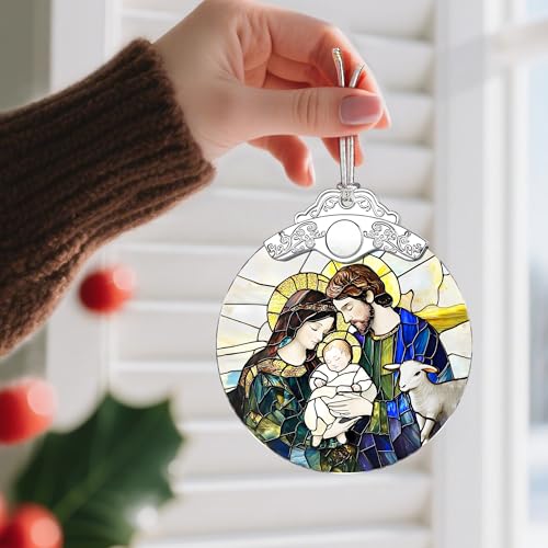 Stained Glass Ornament, Nativity Scene Christmas Ornaments, Christmas Hanging Decor & Holiday Ornament: Christian Home Decor; Exquisite Party Gifts for Christians, Christian Gift & Religious Gift - color: Style 2-nativity