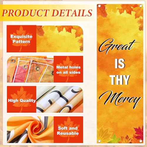 4Pcs Church Banners for Sanctuary Wall Welcome Inspirational Religious Banners Hanging Backdrop Fall Thanksgiving Maple Leaves Church Banner with Scripture Bible Verses Banner for Holiday School Decor - style: Orange Red Leaves
