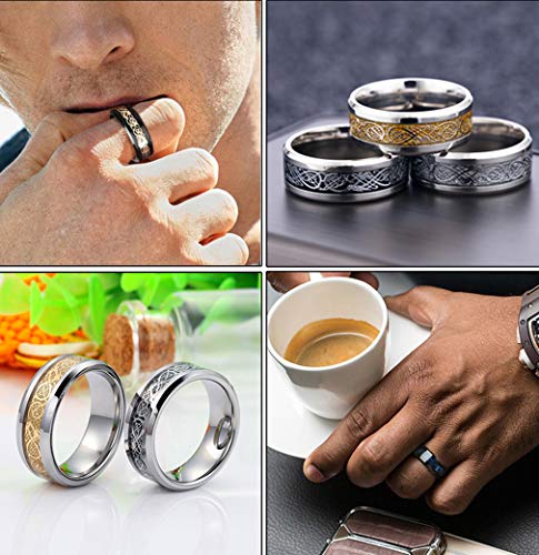 CASDAN 6Pcs 8mm Stainless Steel Celtic Dragon Rings for Men
