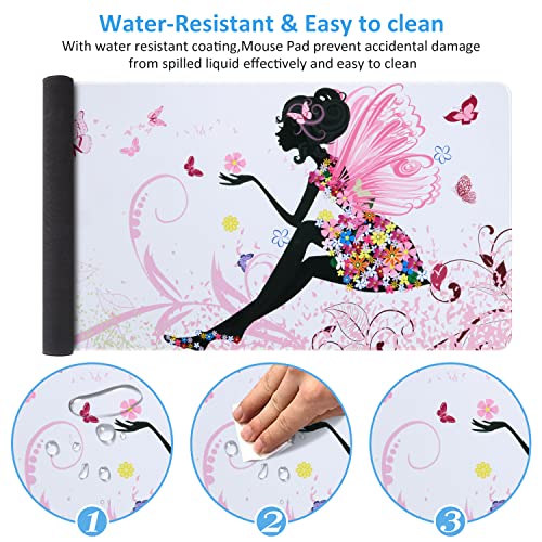 iCasso Extended Gaming Mouse Pad 35.4x15.7in,Game,Home,Butterfly Girl - color: Butterfly Girl