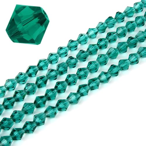 250pcs Czech 6mm (0.24 Inch) Faceted Bicone Crystal Glass Loose Beads Spacer Bulk Emerald Green for DIY Craft Jewelry Making CCB624 - color: Emerald Green, size: 6mm - 250pcs