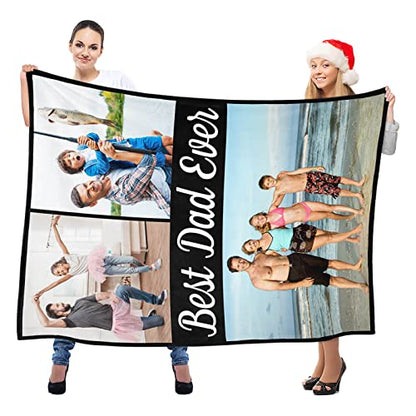 inkArts Custom Blanket with Photo, Personalized Blanket, Customized Photo Blankets, Customizable Picture Blankets, Personalized Fathers Day Blanket Gifts for Dad Baby Kid Family - color: 3 Photos