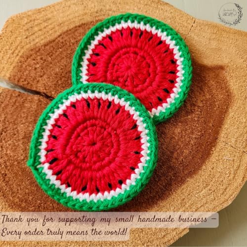 Cotton Crotchet Fruit Car Coaster Set (Summer Slice) - color: Melon Mood