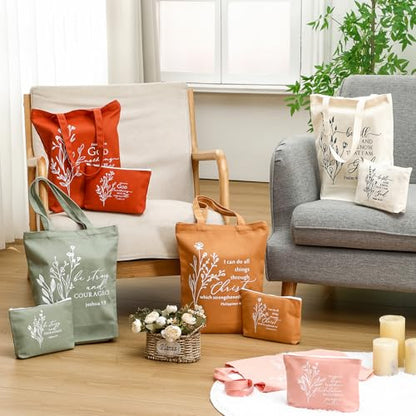 Paterr 20 Pcs Christian Tote Makeup Bag - color: Vivid Color, style: Boho Bible Quotes