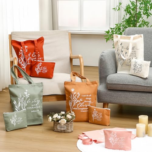 Paterr 20 Pcs Christian Tote Makeup Bag - color: Vivid Color, style: Boho Bible Quotes