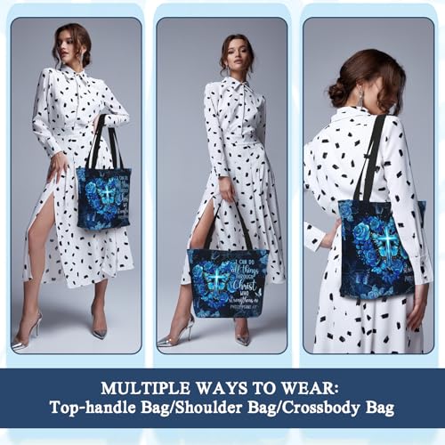 Bible Tote Bags for Women Church Shoulder Bags with zipper Aeathetic Christian Religious Gifts for Women - color: Christian 03