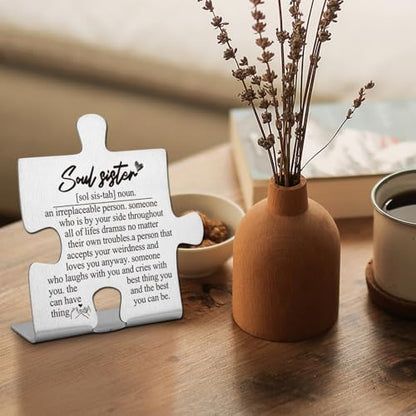 FOKCBOCM Soul Sister Birthday Gift For Her Soul Sister Gift Bestie Gift Thank You Gift for Women Friend Sister Cute Graduation Christmas Friendship Gift for Soul Sister Funny Office Desk Decor, (p1) - style: Soul Sister