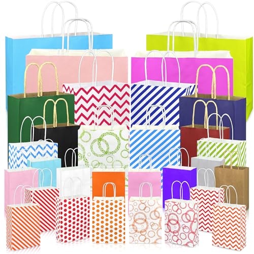 KEEPARTY 30 PCS Assorted Sizes Gift Bags Bulk Perfect for Weddings Partie and Holidays 4 Sizes and Multiple Colors Available - size: 1 Count (Pack of 30)