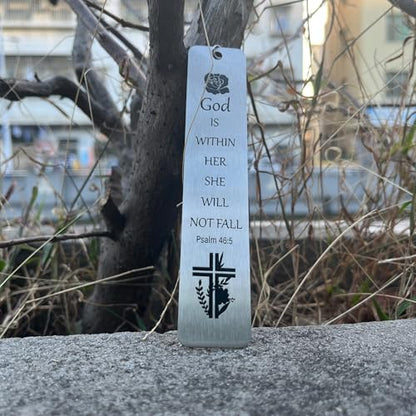 Bible Bookmarks Book Markers, Metal Christian Bookmark Gift Accessories (God is Within her) - style: God is within her