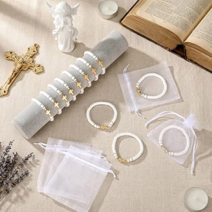 Ferreve 30 Sets Cross Bracelets Bulk Jesus Christian Gifts,Gold - color: White