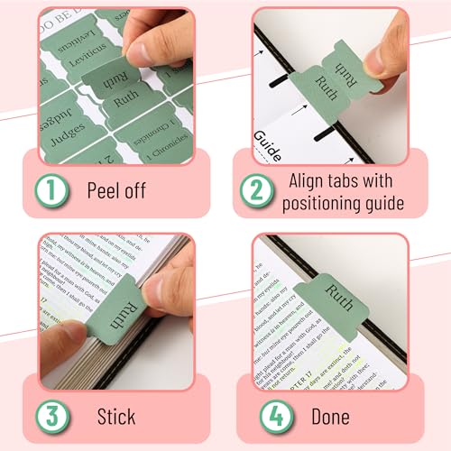 Mr. Pen- Laminated Bible Tabs, 75 pcs, Easy-to-Read & Apply - color: Forest Green