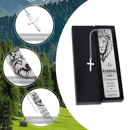 Christian Bookmark with Pen Gifts - Inspirational Religious Gift for Book Lovers, Bible Verse Christmas Birthday Appreciation Retirement Encouraging Graduation Present for Men Women Friends