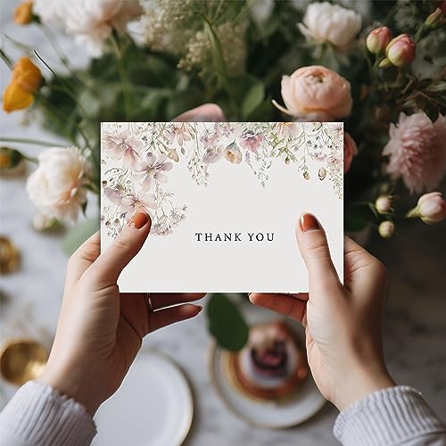 SLAPAFLIFE Floral Thank You Cards with Envelopes,48Pack - 4x6 Inches Thank You Notes with envelope and stickers,baby shower thank you cards,Thank you cards for baby shower,wedding,Birthday - size: 4x6 inches