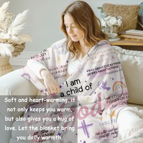 Inspirational Christian “I am a Child of God” Blanket Gifts for Women Mom - color: Inspirational Christian, size: 50"x60"