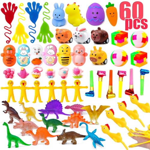 GOAUS Easter Egg Fillers Party Favors for Kids, 60 Pcs Small Toys Prizes Bulk, Goodie Bags Stuffers, Treasure Box Toys for Classroom, Prize Box Birthday Goody Bag - style: 60 toys