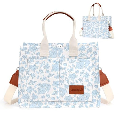 LHMTQVK Canvas Tote Bag for Women, Work & Bible Study Handbag - color: Blue Flowers