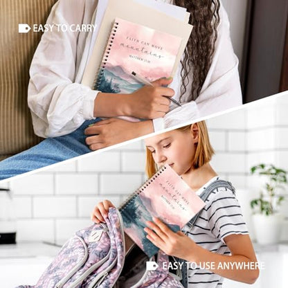 Christian Inspirational Notebook Journal, Faith Can Move Mountains Motivational Scripture Journal, Bible Verse Notebooks for Note Taking, Christian Gifts for Women Spiral Notebook 5.5x8.3 Inch - color: MATTHEW 17:20