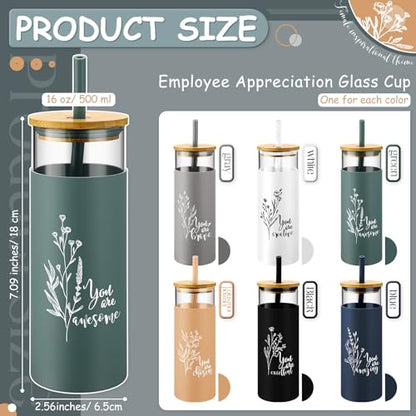 Jingmore 6 Pcs 16oz Glass Cups with Straw and Lid Bulk, You Are - style: You Are