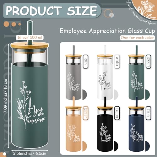 Jingmore 6 Pcs 16oz Glass Cups with Straw and Lid Bulk, You Are - style: You Are