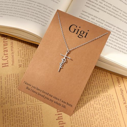 Lcherry Faith Cross Pendant Necklace for Women Religious Christian Jewelry Birthday Christmas Gifts for Women - style: 6-Gigi
