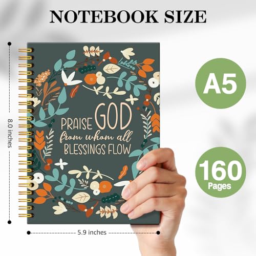 ERHACHAIJIA Praise God from Whom All Blessings Flow Lined Spiral Notebook - color: Dark Green-yellow