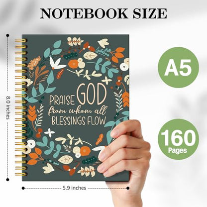 ERHACHAIJIA Praise God from Whom All Blessings Flow Lined Spiral Notebook - color: Dark Green-yellow