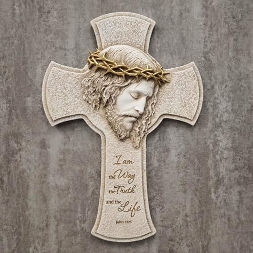 ShineOnAngel Jesus Cross Wall Decor 12 Inch, Crucifix Wall Art for Wall, Christian Religious Home Decor, Catholic Gift for Prayer Room, Inspirational Scripture Design