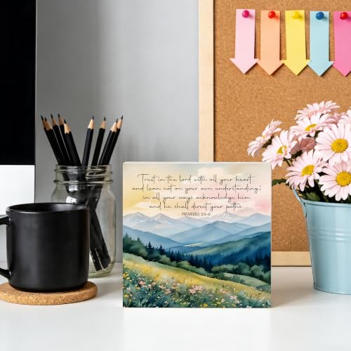 Wildflower Mountain Christian Wooden Box Sign Decor 5x5 - color: Wooden Box Sign J