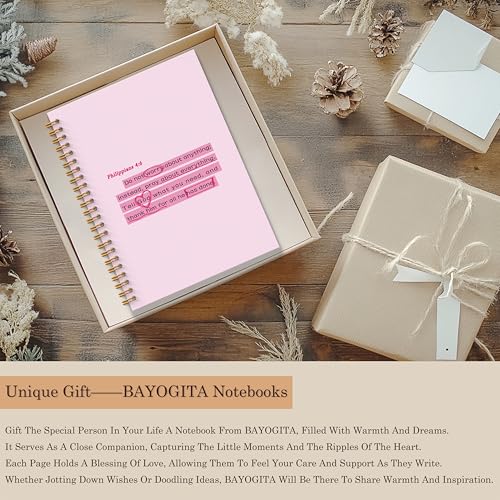 Pink Bible Verse Notebook - Pink Christian Journal, Preppy Christian Spiral Notebooks, Prayer Bible School Supplies Notebooks, Preppy Christian Gifts, Coworker Gifts, 5.5x8.3 Inches - color: Pink Christian