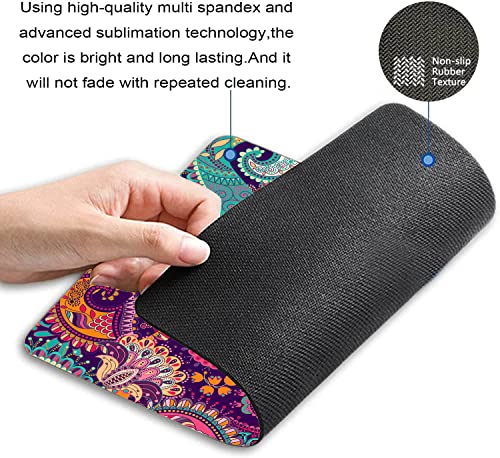 Colorful Ethnic Paisley Mouse Pad, Boho Style Mandala with Stylized Flowers Pattern Customized Non-Slip Rubber Base Mousepads, Computer Mouse Pads for Wireless Mouse 9.5×7.9×0.12 inches - color: TSP153