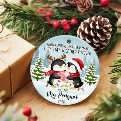Penguin Couple Ornament 2026 - Our First Christmas Ornament for Couples - color: Penguin 2