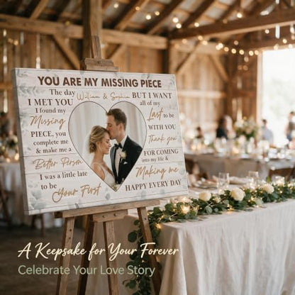 Ipplee Custom Couples Framed Canvas Print, You Are My Missing Piece - color: Design07