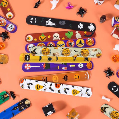 LovesTown Halloween Slap Bracelets, 48 PCS Halloween Party Favors for Kids - style: Halloween