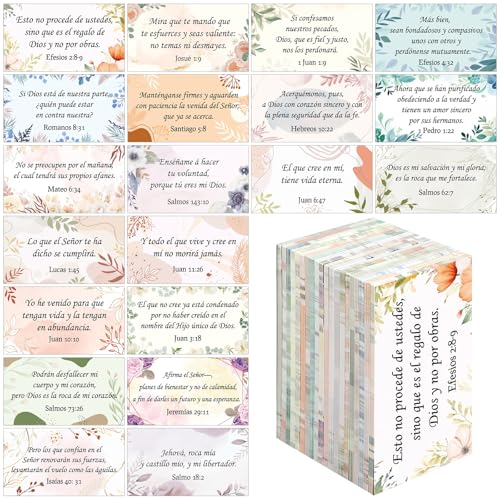 Motiskyy 200 Pcs Spanish Prayer Cards Christian Gifts, Flower - style: Flower