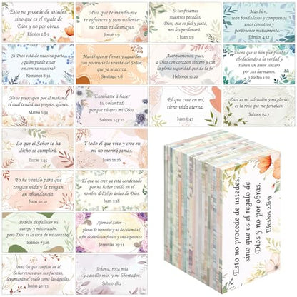 Motiskyy 200 Pcs Spanish Prayer Cards Christian Gifts, Flower - style: Flower