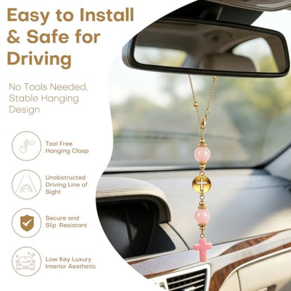 Sage Green Cross Car Charm for Rearview Mirror, Women - color: Sage Green