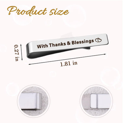 Novelty Mens Tie Clip for Wedding Graduation Gift for Him Son Grandson Birthday Christmas Gift Tie Clips for Dentist Pilot - style: with thanks and blessings