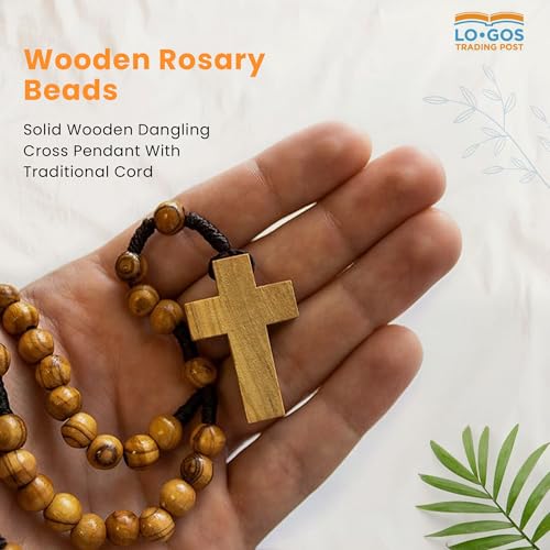 Logos Trading Post Olive Wood Catholic Rosary pouch for Men & Women - color: Pack of 3