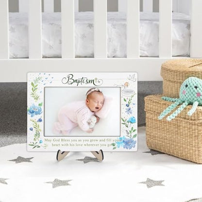 Baptism Gifts for Girl, Baptism Gifts for Boys, Baby Baptism Gift, Baptism Picture Frame, Baptism Gift for Godchild From Godparents-May God Bless You Wherever You Go, 4x6Inch Photo (Green) - color: Green