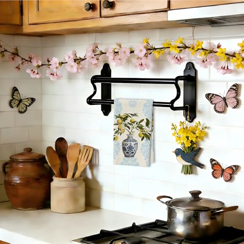 Lemon Kitchen Towels, Blue White Chinoiserie Porcelain Dish Towels, 12 - color: Yellow Lemon